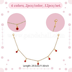 12 шт. 6-цветные цепочки для обуви со стразами из сплава стекла&nbsp;HJEW-DR00105