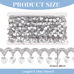 Кружевная лента из полиэстера с пластиковыми подвесками-кисточкой&nbsp;OCOR-WH0078-202A-02