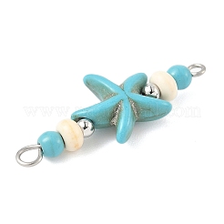 10 шт. 2-цветные синтетические бирюзовые морские звезды в форме рондель круглые бусины-соединители подвески&nbsp;PALLOY-JF04015