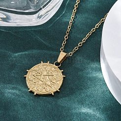 Ожерелья с подвеской в виде демонической козлиной пентаграммы из нержавеющей стали 304&nbsp;NJEW-M096-39G