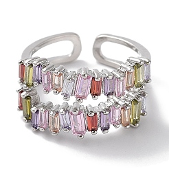 Латунные микро проложить манжеты кольца кубического циркония&nbsp;RJEW-G310-22P