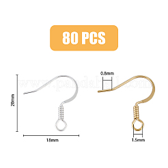 80 шт. 2 цвета латунные крючки для серег&nbsp;KK-DC0002-21