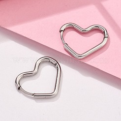201 серьги-кольца в форме сердца из нержавеющей стали&nbsp;EJEW-V001-01P
