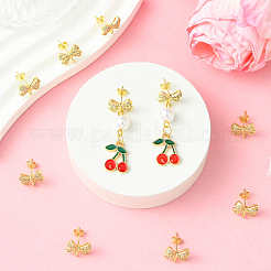 5 пара фурнитуры для сережек-гвоздиков из латуни с покрытием и кубическим цирконием&nbsp;KK-SC0006-78G