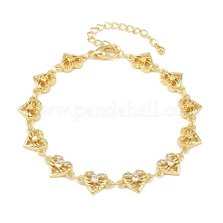 Латунные браслеты-цепочки с микропаве из прозрачных кубических цирконий для женщин&nbsp;BJEW-A090-09C-G