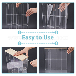 3-уровневый прозрачный акриловый органайзер для минифигурок с 4 сетками и деревом&nbsp;ODIS-WH0004-03B