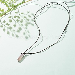 Колье с подвеской из натурального аметиста и шнурком из воловьей кожи&nbsp;NJEW-JN03882-01