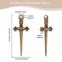 45 шт. 3 цвета подвески из сплава в тибетском стиле&nbsp;TIBEP-UN0001-23