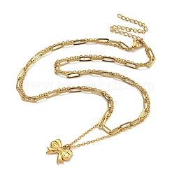 Ожерелья с подвесками-бантиками из нержавеющей стали 304&nbsp;LS-NJEW-L182-001G-04