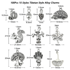 100 шт. 10 стиля осенние подвески из сплава в тибетском стиле&nbsp;TIBEP-CJ0002-56