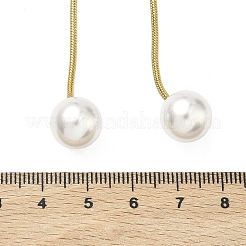 Ионное покрытие (IP) круглые белые акриловые цепочки-лариаты из нержавеющей стали 304 с имитацией жемчуга&nbsp;NJEW-D269-01G