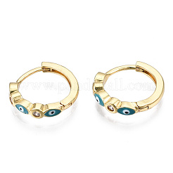 Серьги-кольца из латуни с микро-паве из фианита&nbsp;X-EJEW-T014-09G-02-NF