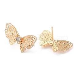 Латунь со стеклянными фурнитурой для сережек&nbsp;KK-K333-71G