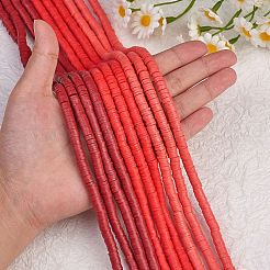 10 нить 3 цвета плоские круглые бусины ручной работы из полимерной глины&nbsp;CLAY-SZ0002-03B