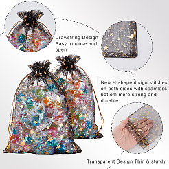 50 шт. подарочные мешочки для хранения из органзы с завязками и золотым тиснением в виде луны и звезд&nbsp;OP-BBC0001-03C-02