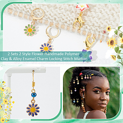 2 набор из 2-х цветочных маркеров для фиксации стежков из полимерной глины и эмали ручной работы&nbsp;HJEW-NB0002-09
