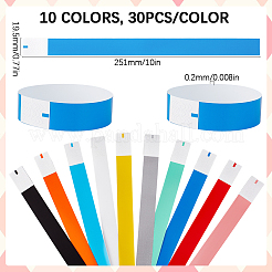 300шт. 10-х цветные одноразовые браслеты из синтетической бумаги и полипропилена&nbsp;BJEW-SP0001-08