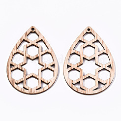 Необработанные полые деревянные большие подвески&nbsp;WOOD-N006-118