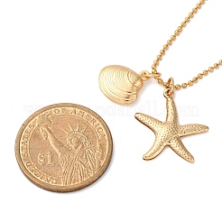 Летние пляжные ожерелья из нержавеющей стали 304 в форме ракушки с подвеской в виде морской звезды&nbsp;NJEW-TA00200