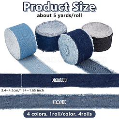 4 рулон двухцветной полиэстеровой джинсовой ленты с бахромой&nbsp;OCOR-OC0001-83