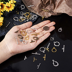 Сплавочные застежка тоггл тибетского стиля&nbsp;PALLOY-TA0001-48