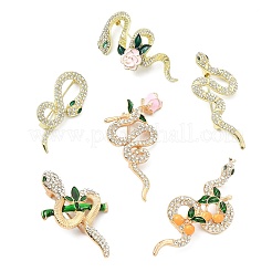 6 шт. 6 стиля броши sanke с розовым сплавом и стразами&nbsp;JEWB-CJ0001-81