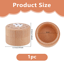 Круглые печатные деревянные футляры для хранения детских зубов с крышками&nbsp;CON-WH0099-75A