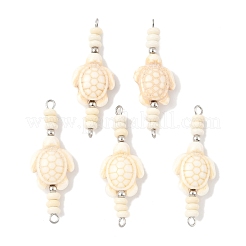 10 шт. 2-цветные синтетические бирюзовые черепахи с подвесками-рондель из бисера&nbsp;PALLOY-JF04013