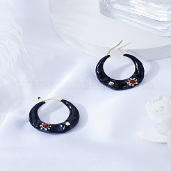 1 пара серег-колец из сплава со стразами&nbsp;EJEW-LP0012-05A