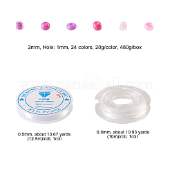 480 г 24-х цветных стеклянных круглых бусин&nbsp;SEED-CJ0001-12