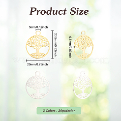 40 шт. двухцветные латунные филигранные подвески&nbsp;KK-DC0002-08