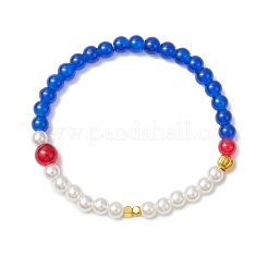 1 шт. хрустальные стеклянные круглые тянущиеся браслеты и 1 шт. круглые стеклянные с АБС-пластиком имитирующие жемчужные бусины тянущиеся браслеты для женщин&nbsp;BJEW-JB11733