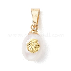 Натуральные обереги из культивированного пресноводного жемчуга в форме риса с кусочками раковины из сплава.&nbsp;PALLOY-JF04965