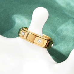 Вращающиеся кольца для пальцев из нержавеющей стали 304 со стразами&nbsp;LS-RJEW-A074-01A-G