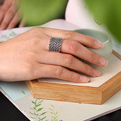 Этнический стиль регулируемые 925 стерлинговое серебро перстни для женщин&nbsp;FS-WG30C75-01