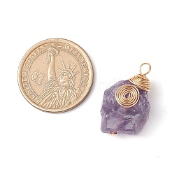 Необработанный натуральный зеленый авантюрин/тигровый глаз/розовый кварц/аметист/кварцевый кристалл подвески из медной проволоки с вихревой обмоткой&nbsp;PALLOY-JF03300