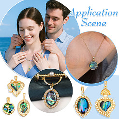 6 шт. 6 стиля подвески из латунных ракушек паве из натурального пауа&nbsp;KK-PH0013-84