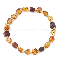 Эластичные браслеты из натурального янтаря и латунных бусин для женщин и мужчин&nbsp;BJEW-JB13497