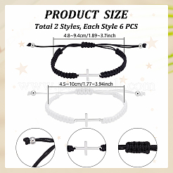 12 шт. 2 стиля регулируемых плетеных браслетов из полиэфирной нити для женщин и мужчин&nbsp;BJEW-UN0001-88A
