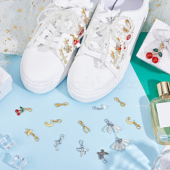 36 шт. 18 стиля подвески-бантики для обуви из искусственной жемчужины&nbsp;HJEW-PH02291