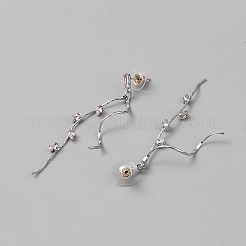 Латунь микро проложить кубический цирконий болтающиеся серьги стержня&nbsp;EJEW-WH0004-192P