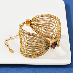 304 нержавеющая сталь кубический циркон кабель цепи браслеты для женщин&nbsp;BJEW-V013-01G