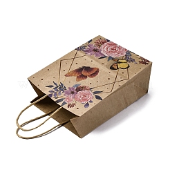 Бумажные пакеты из крафт-бумаги с узором «цветок-бабочка»&nbsp;CARB-F012-03A