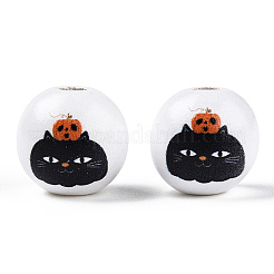 Тема Хэллоуина деревянные европейские бусы&nbsp;WOOD-N016-04J