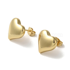 Серьги-гвоздики из латуни с покрытием в форме сердца&nbsp;EJEW-L224-69G