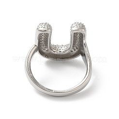 Открытое кольцо-манжета из латуни с надписью микро паве для женщин с прозрачным кубическим цирконием&nbsp;RJEW-N046-03U-P