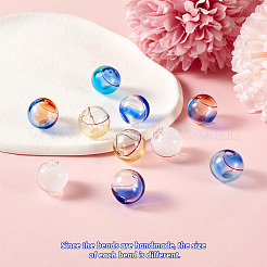 10 шт. 5-цветные прозрачные бусины-шарики из выдувного стекла ручной работы&nbsp;GLAA-PJ0001-04