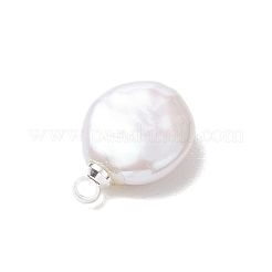 Плоские круглые подвески из натурального жемчуга кеши&nbsp;PALLOY-JF05077-02