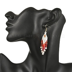 Серьги-подвески в форме стрелы из бисера из нержавеющей стали 304&nbsp;EJEW-MZ00554-04