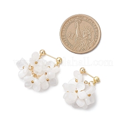 Серьги-гвоздики с цветком из латуни и смолы&nbsp;EJEW-TA00778-03